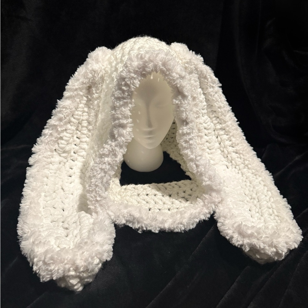 White Rabbit Crochet Hood